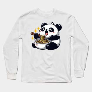 Panda Eating Ramen Long Sleeve T-Shirt